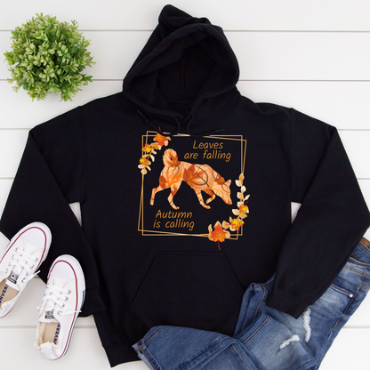 Autumn Leaves Print Dog Lover Hoodie Dog Owner Gift unisex / non binary Hoodie black