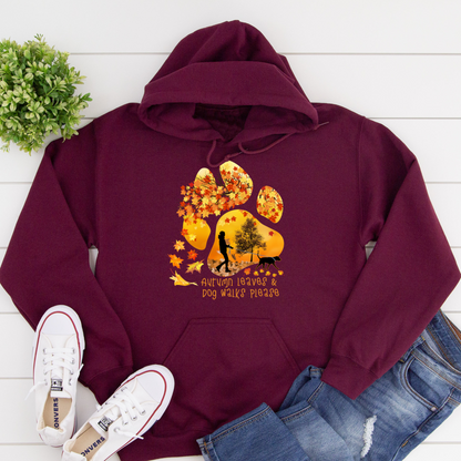 Autumn Leaves Dog Walker Paw Print Dog Lover Hoodie Dog Owner Gift  unisex / non binary hoodie red