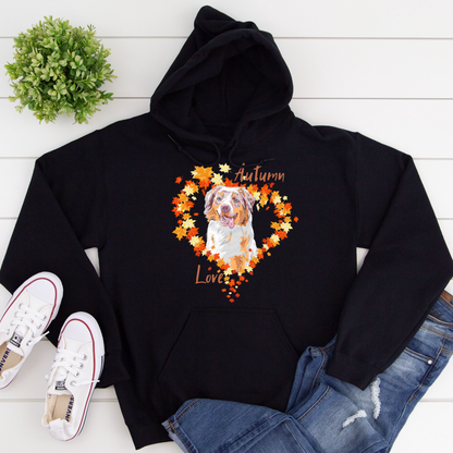 Autumn Leaves Australian Shepherd Dog Lover Hoodie black