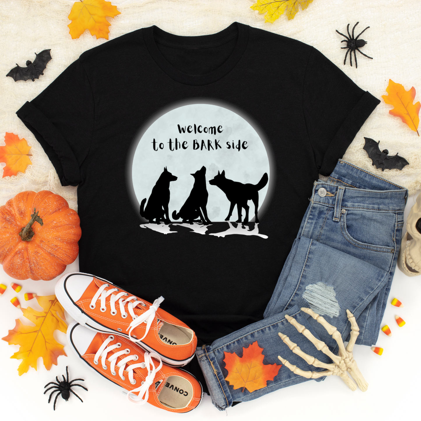 Halloween Dog Silhouette Moon Dog Lover T shirt