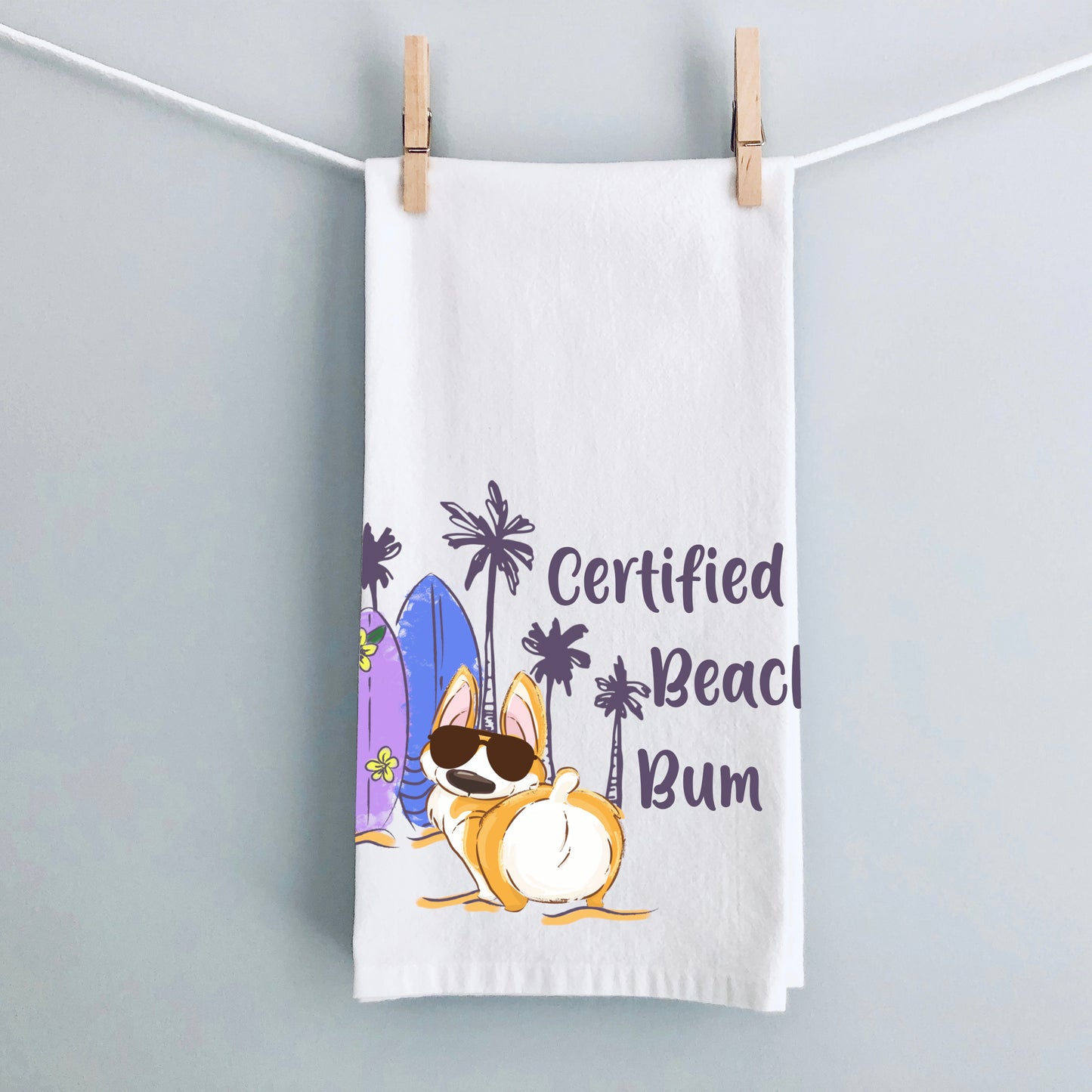 Certified beach bum Corgi Butt Dog Lover Beach Towel