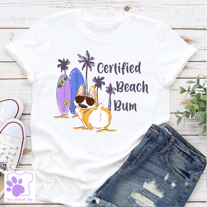 Corgi butt beach bum white dog lover tshirt