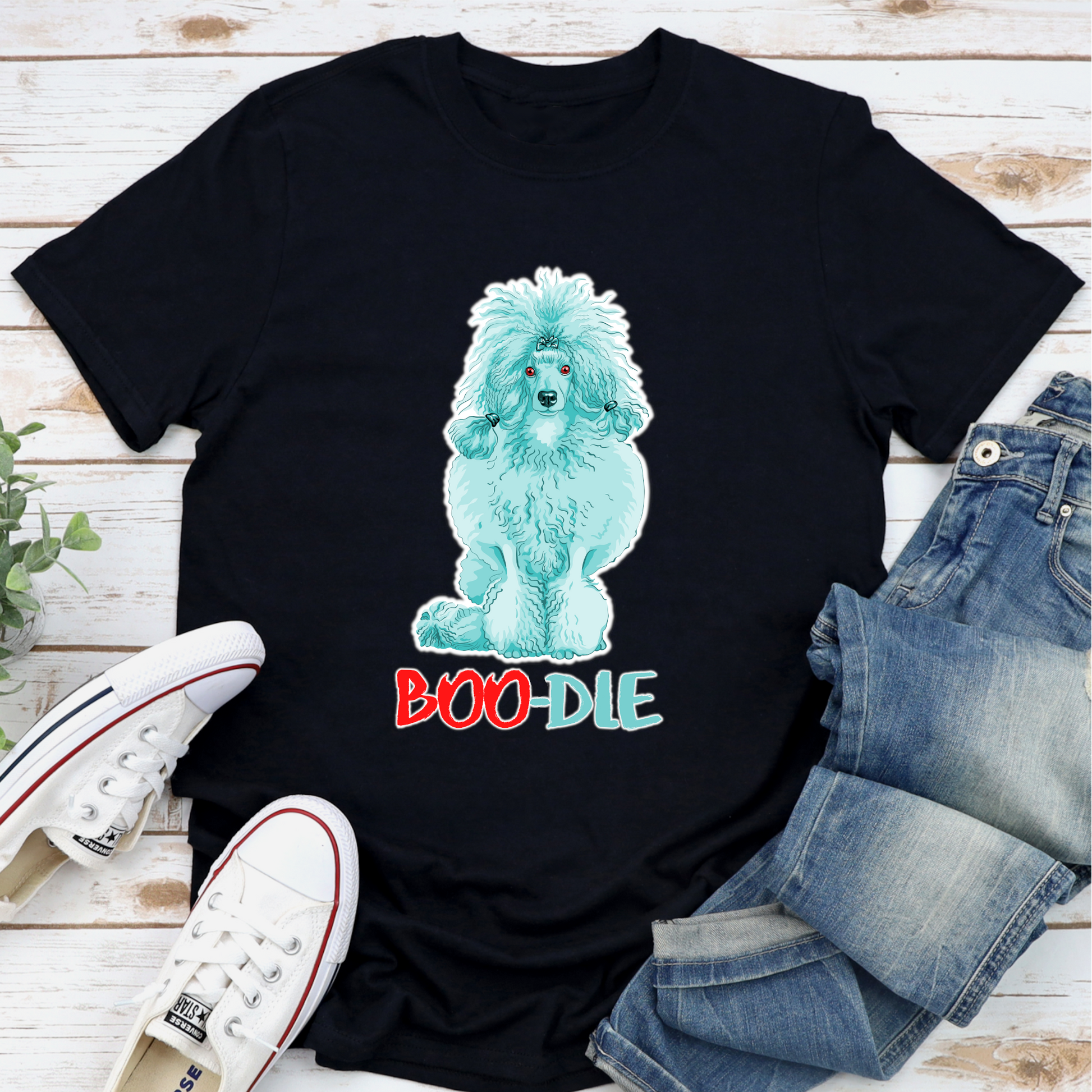 Poodle Spooky Season Halloween T shirt Dog Lover Gift black