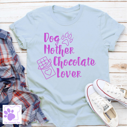 Paw print dog mother chocolate lover blue tshirt