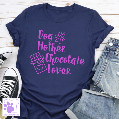 Paw print dog mother chocolate lover navy tshirt