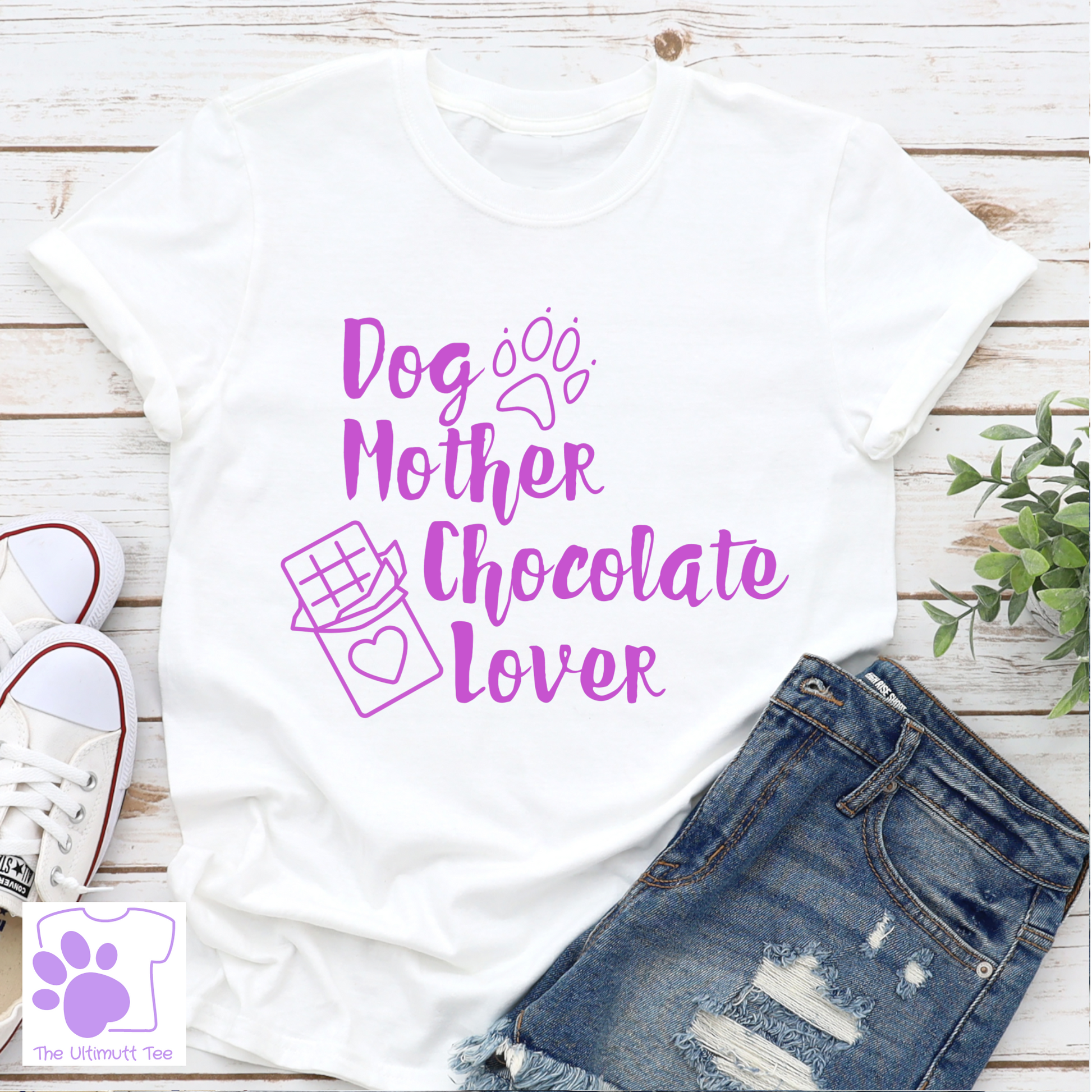 Paw print dog mother chocolate lover white tshirt