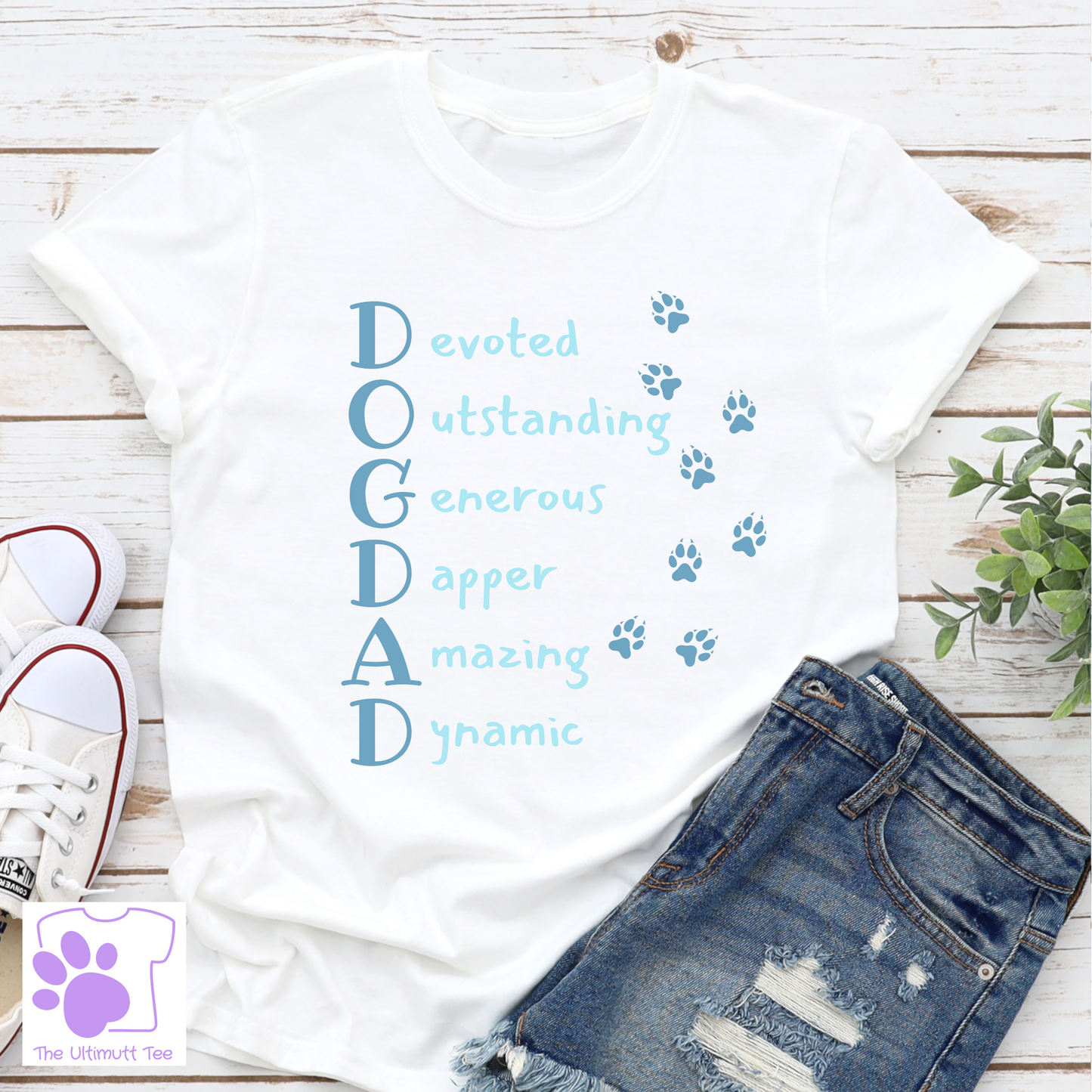 Dog dad paw print white dog lover tshirt