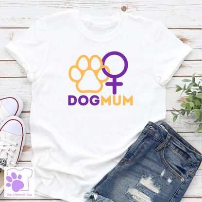 Dog mum paw print gender symbol white dog lover tshirt