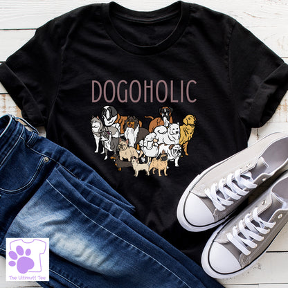 Dogoholic Pack Of Dogs Dog Lover Slogan Vegan T-shirt