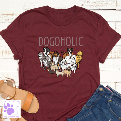 Dogoholic Pack Of Dogs Dog Lover Slogan Vegan T-shirt