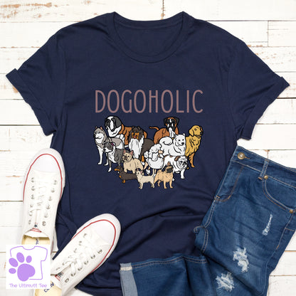 Dogoholic Pack Of Dogs Dog Lover Slogan Vegan T-shirt