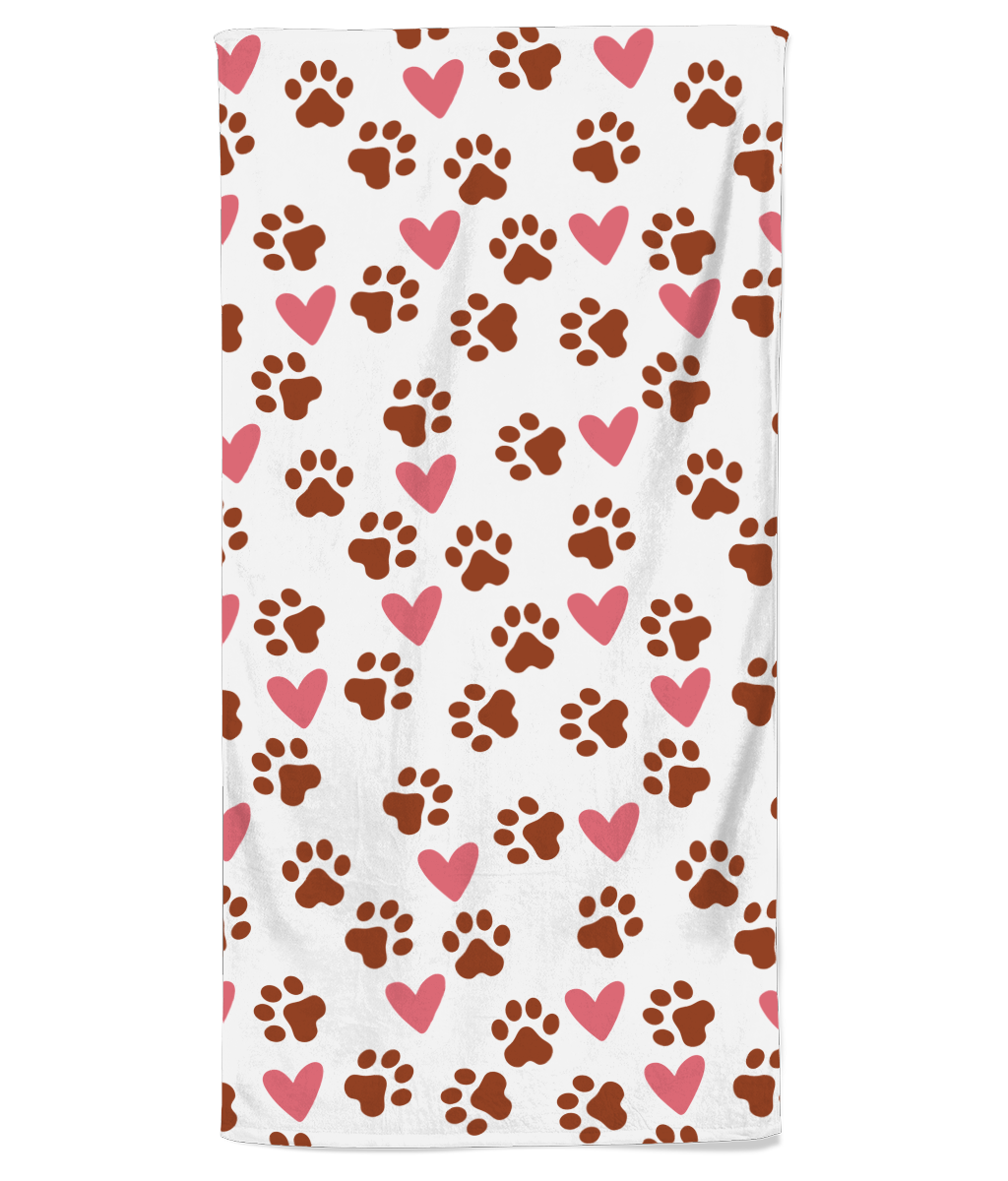 Pawprint Love Heart Dog Lover Beach Towel