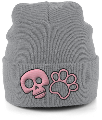 Cute Skull Paw Dog Lover Cuffed Beanie Hat