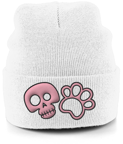 Cute Skull Paw Dog Lover Cuffed Beanie Hat