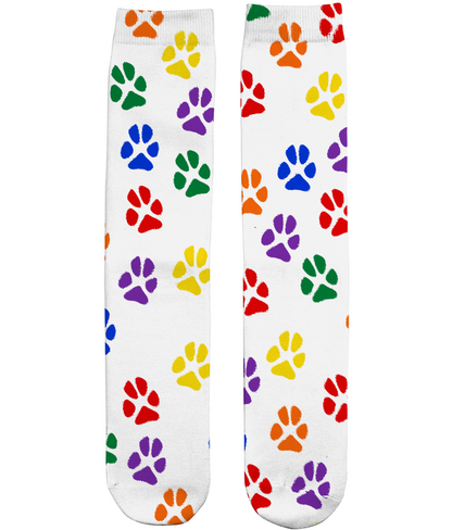 Rainbow Paws Pattern Dog Lover Tube Socks