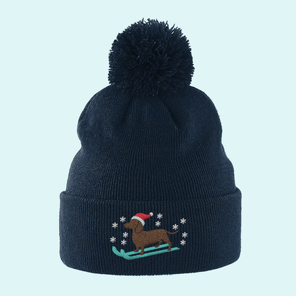 Dachshund Lover Christmas Dog Lover Pompom Beanie Hat
