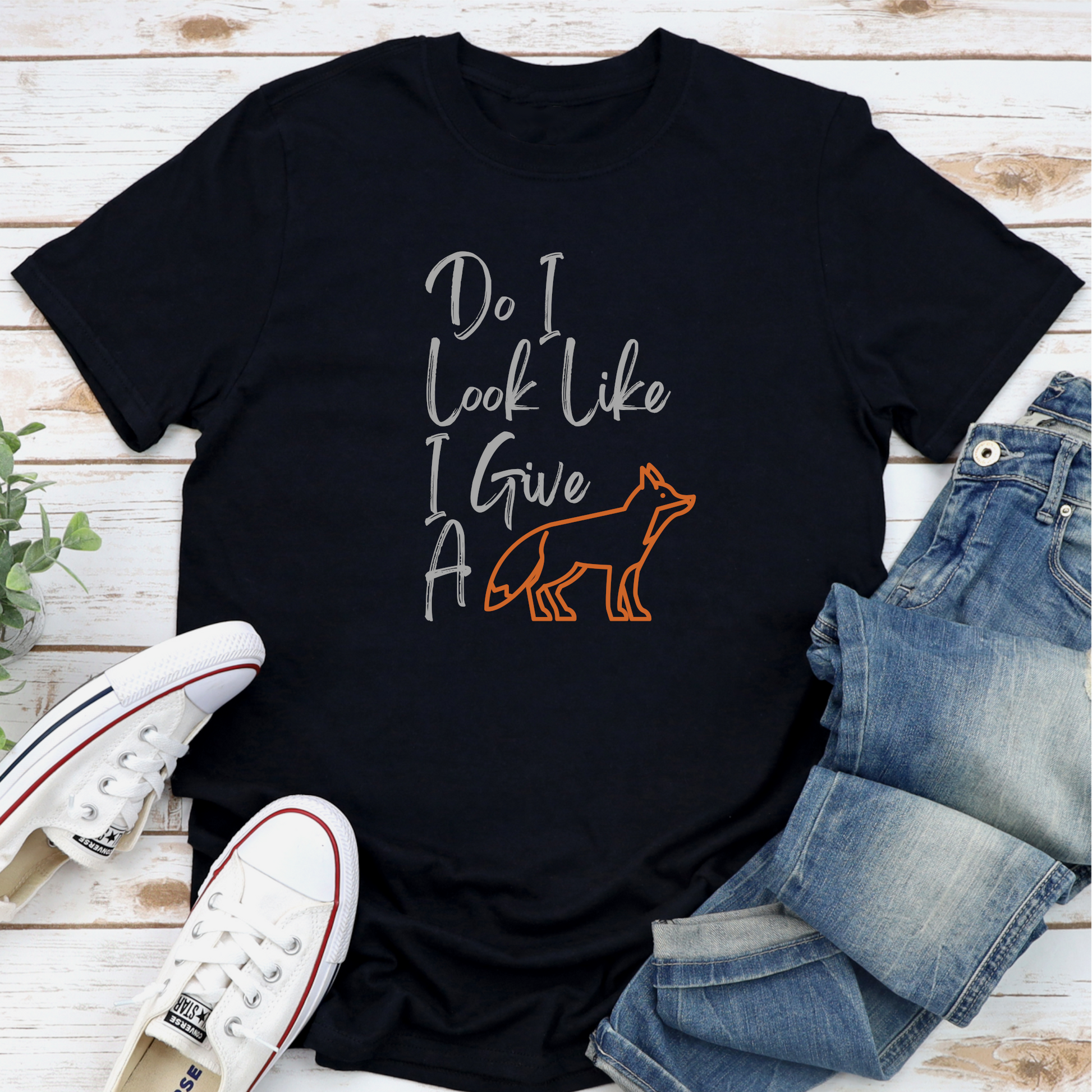 Don't give a fox black dog lover tshirt