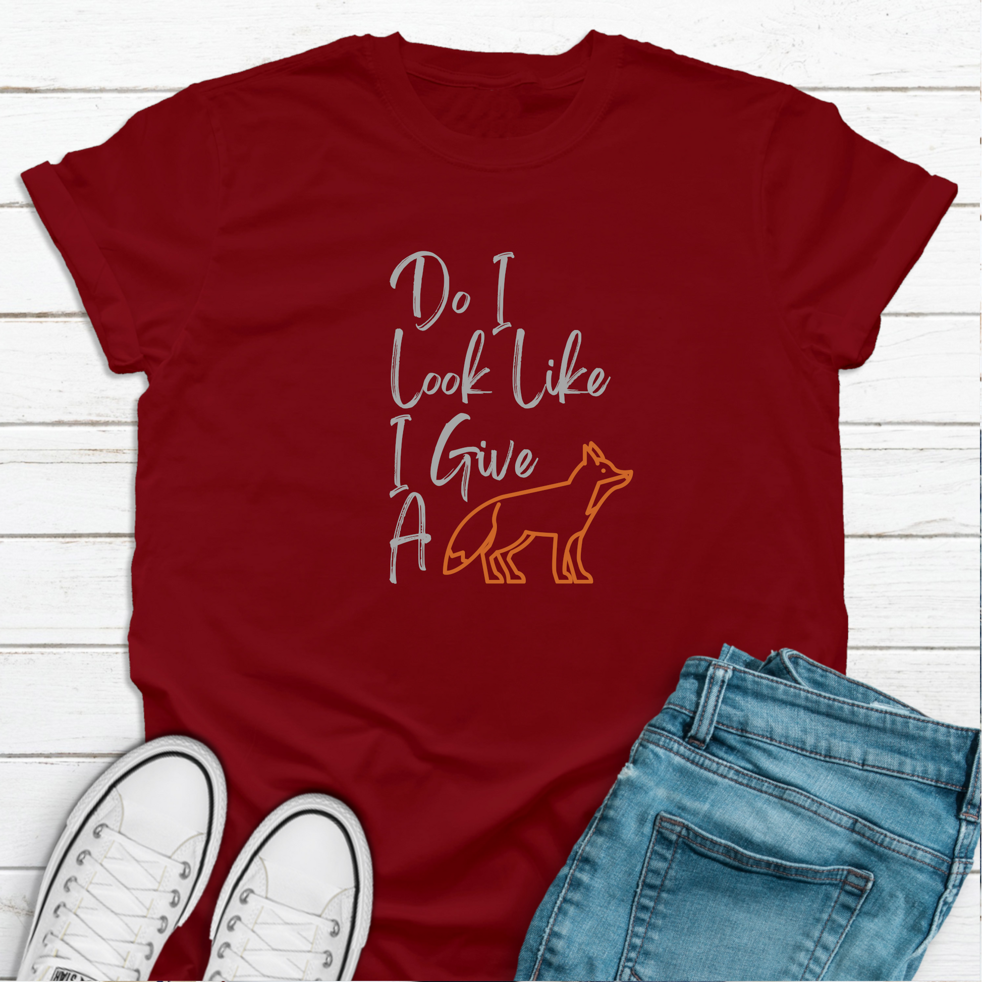 Don't give a fox burgundy dog lover tshirt