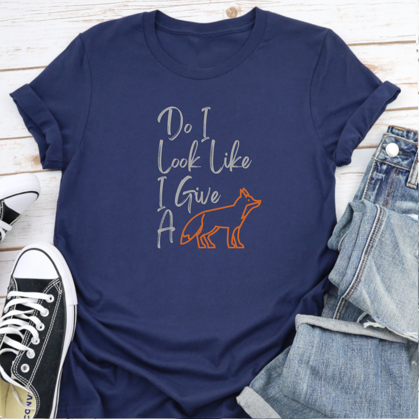 Don't give a fox navy dog lover tshirt