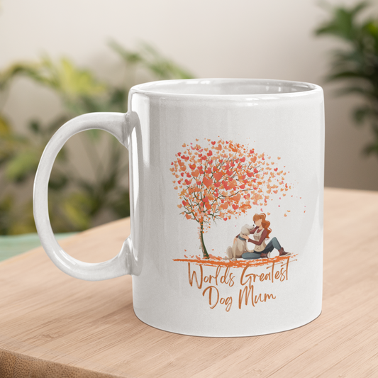 World's Greatest Dog Mum Love Heart Tree Dog Lover 11oz Coffee Mug