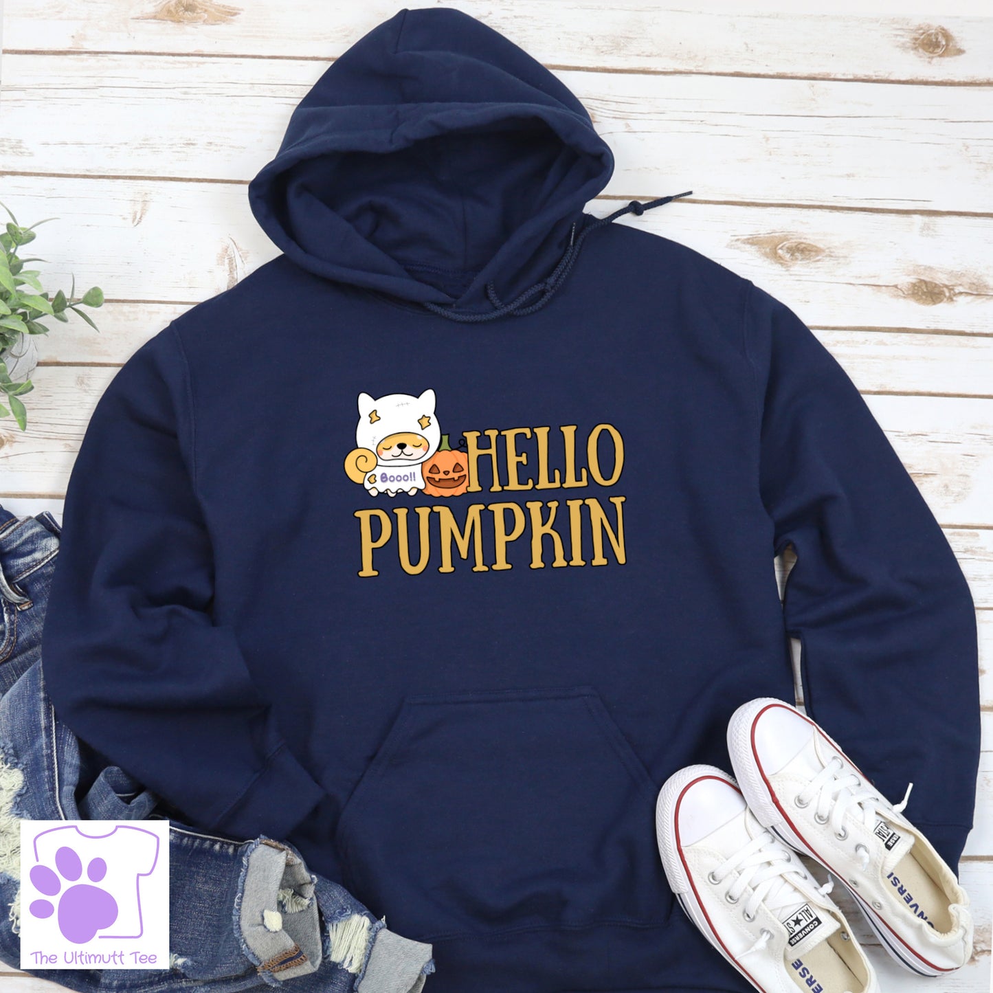 Pumpkin Corgi Halloween Hoodie Autumn Dog Lover Hoodie Dog Owner Gift navy