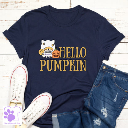 Pumpkin Corgi Halloween T shirt Autumn Dog Lover Vegan T shirt navy