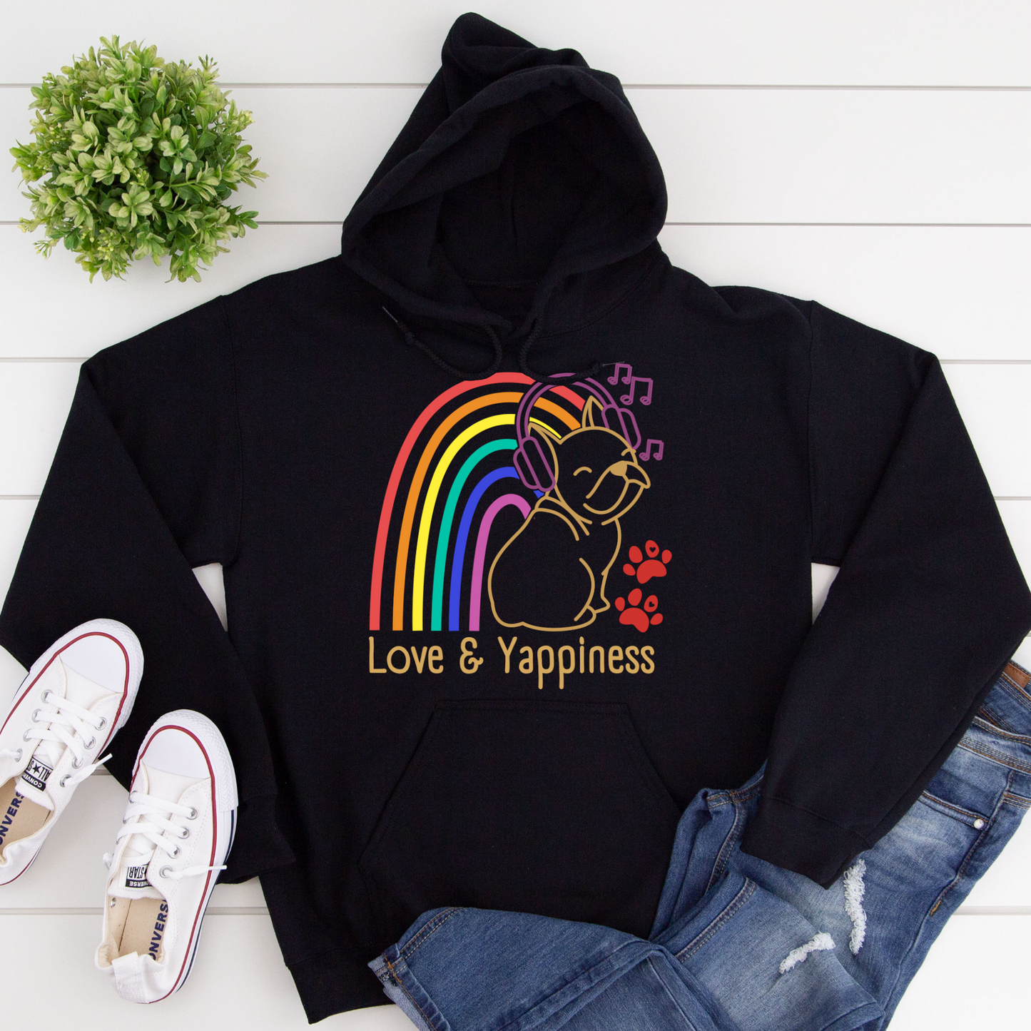 Love And Yappiness Rainbow Puppy Pride Dog Lover Hoodie