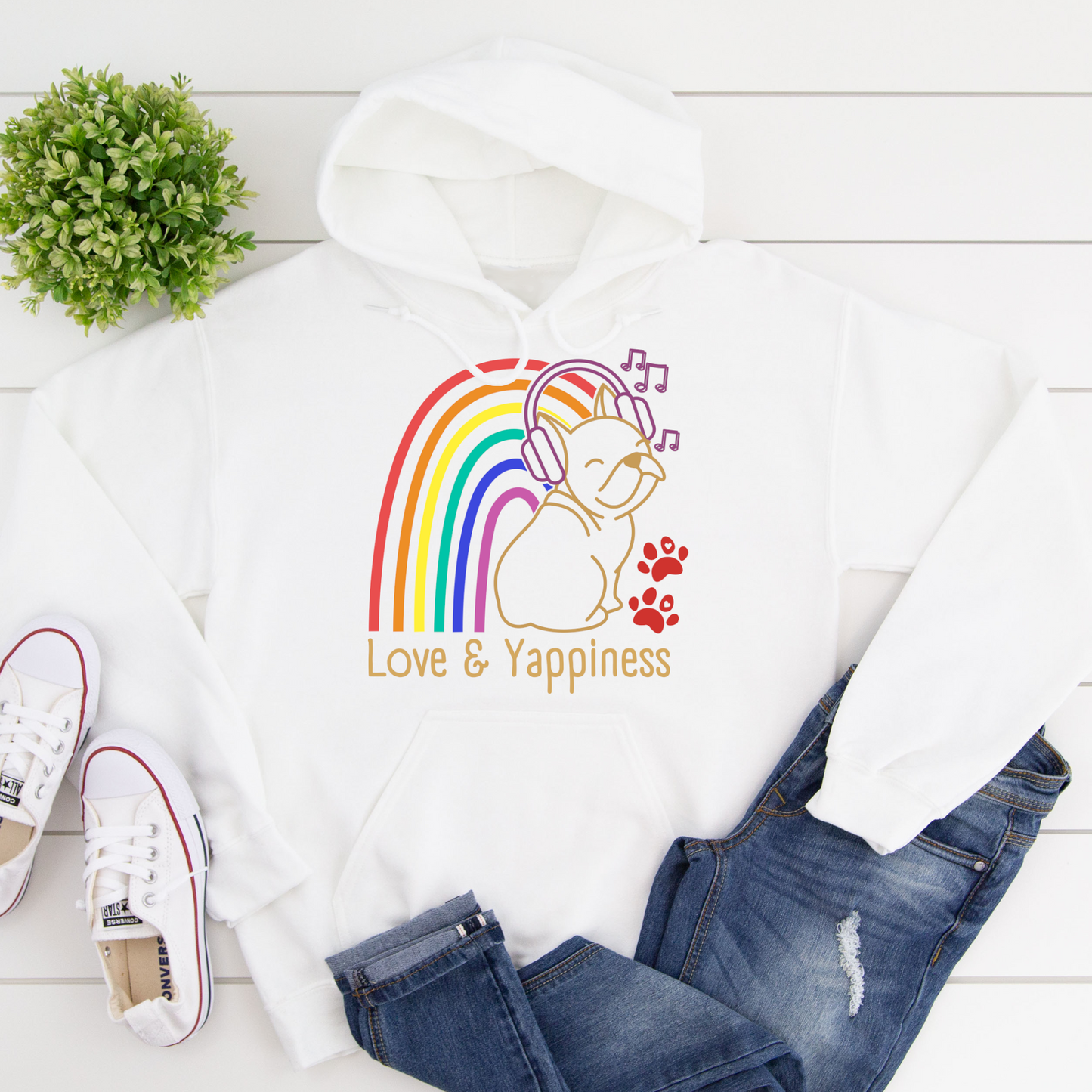 Love And Yappiness Rainbow Puppy Pride Dog Lover Hoodie