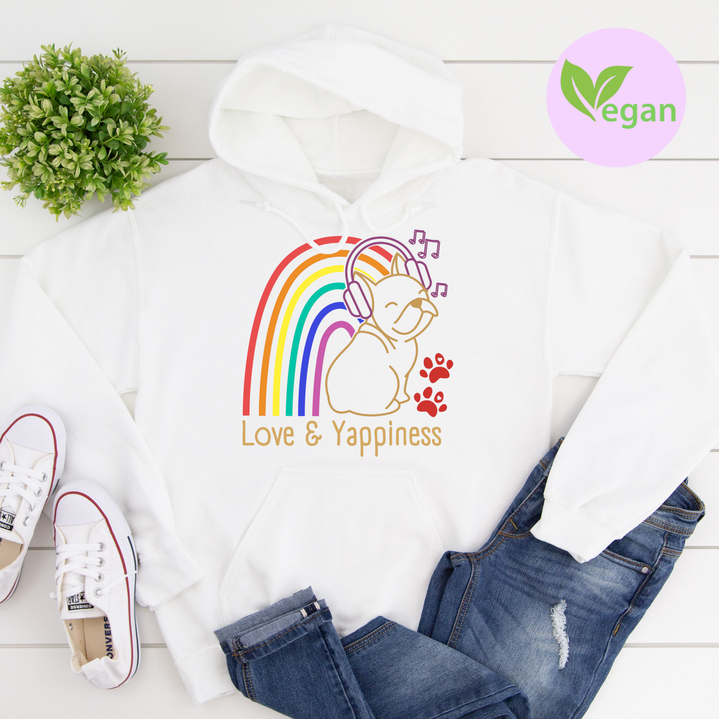 Love And Yappiness Rainbow Puppy Pride Dog Lover Hoodie