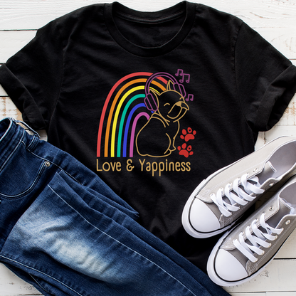 Love And Yappiness Rainbow Puppy Pride Dog Lover Vegan T-shirt