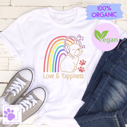 Love And Yappiness Rainbow Puppy Pride Dog Lover Vegan T-shirt