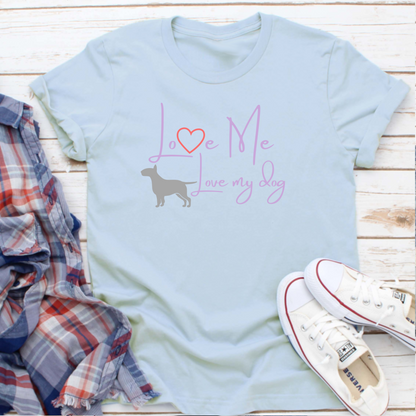 Love Me Love My Dog Bull Terrier Heart Dog Lover Slogan T-shirt