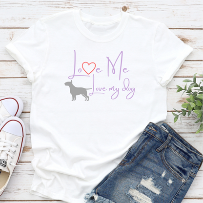 Love Me Love My Dog Bull Terrier Heart Dog Lover Slogan T-shirt