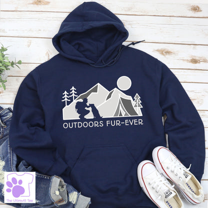 Outdoors Fur-Ever Camping Mountain Dog Lover Slogan Hoodie