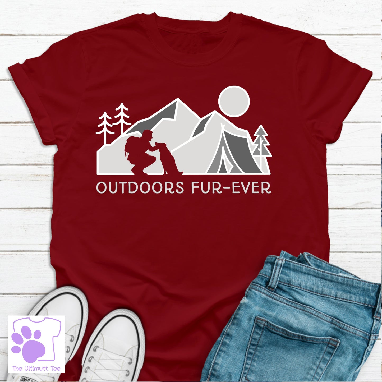 Outdoors Fur-Ever Camping Mountain Dog Lover Slogan T shirt