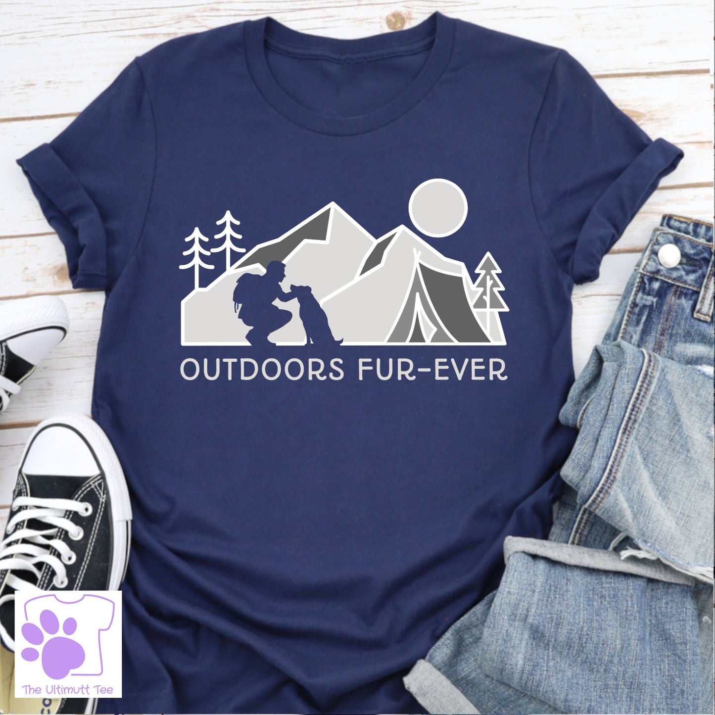 Outdoors Fur-Ever Camping Mountain Dog Lover Slogan T shirt