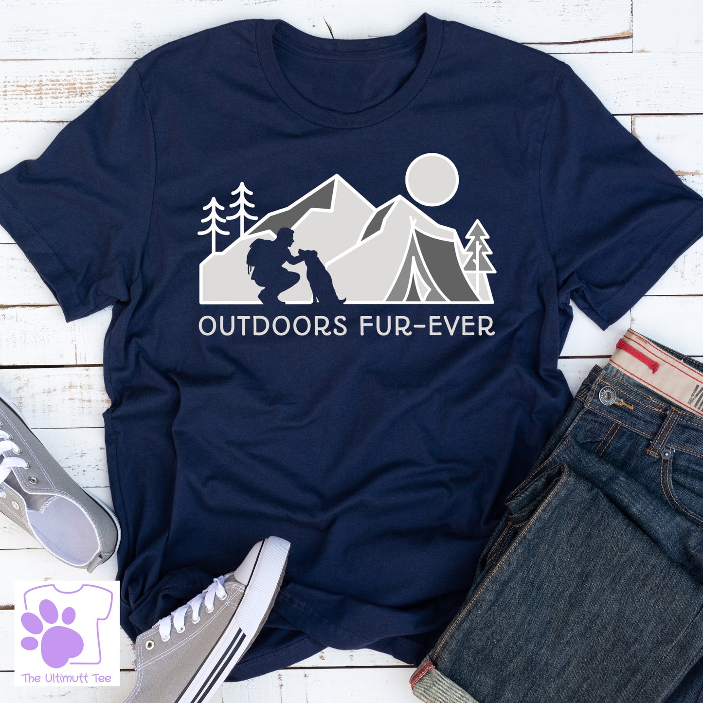 Outdoors Fur-Ever Camping Mountain Dog Lover Vegan T-shirt