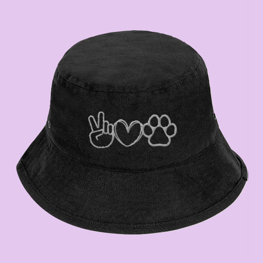 Peace Love Dog Paw Dog Lover Bucket Hat