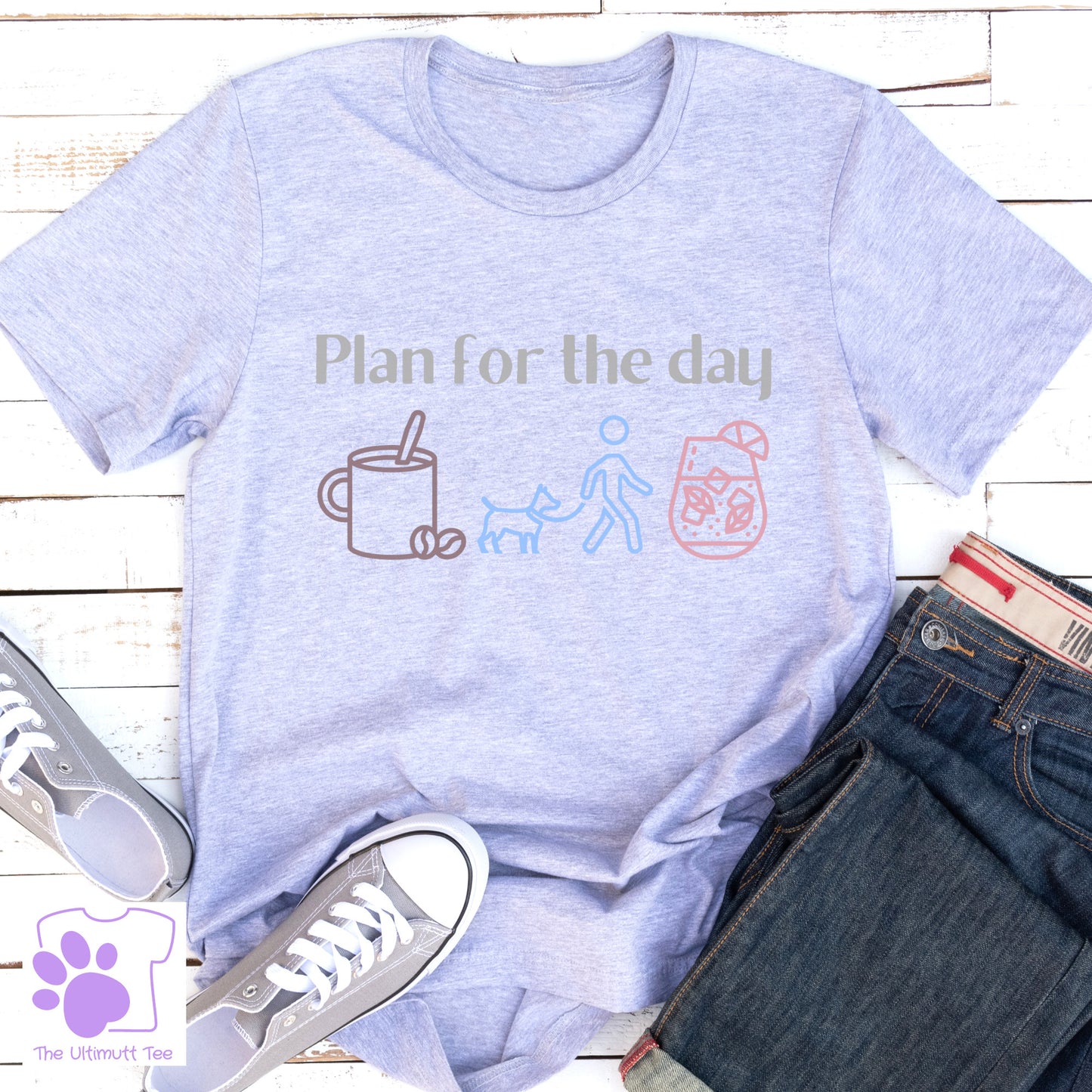 Plan For The Day Funny Dog Lover Slogan Vegan T-shirt