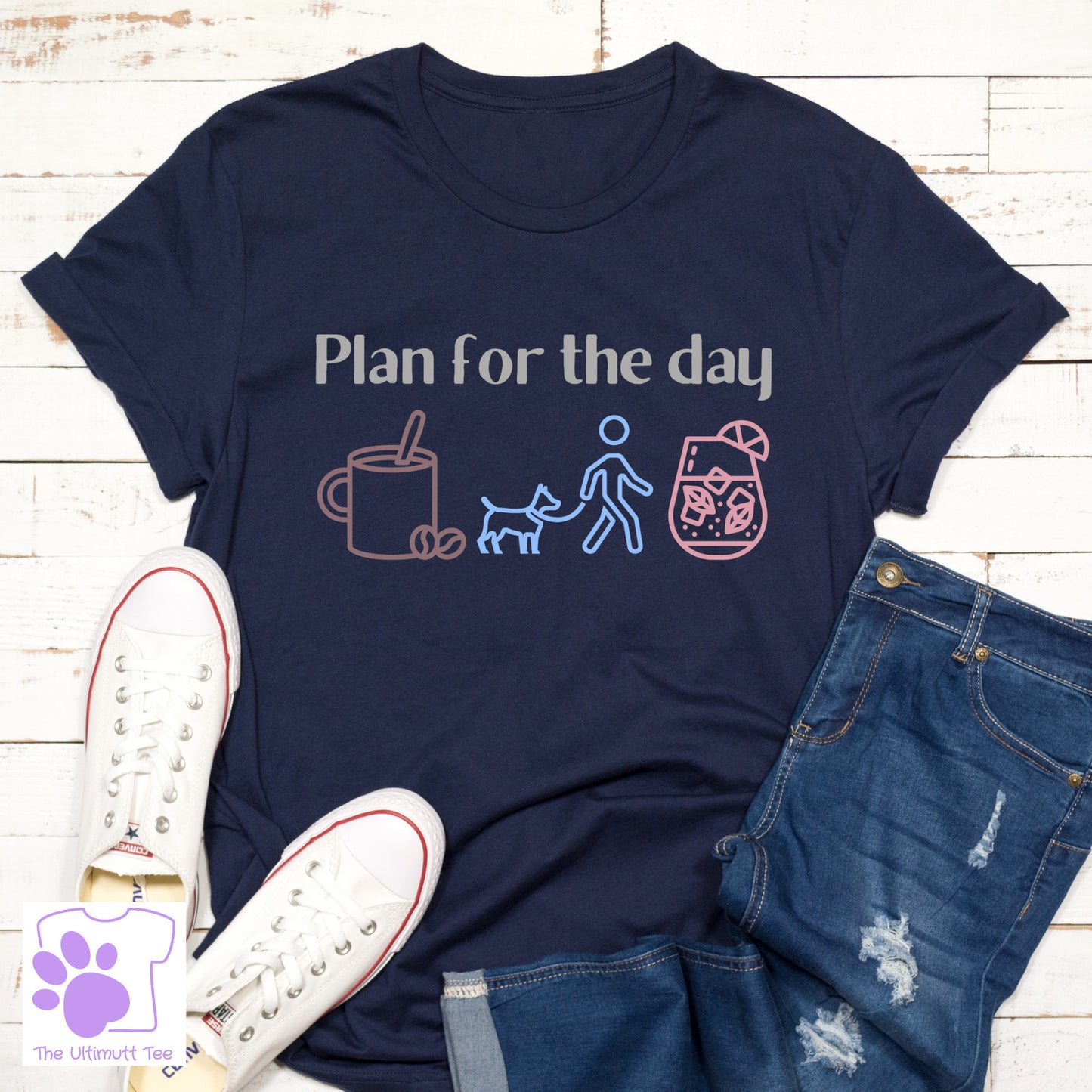 Plan For The Day Funny Dog Lover Slogan Vegan T-shirt