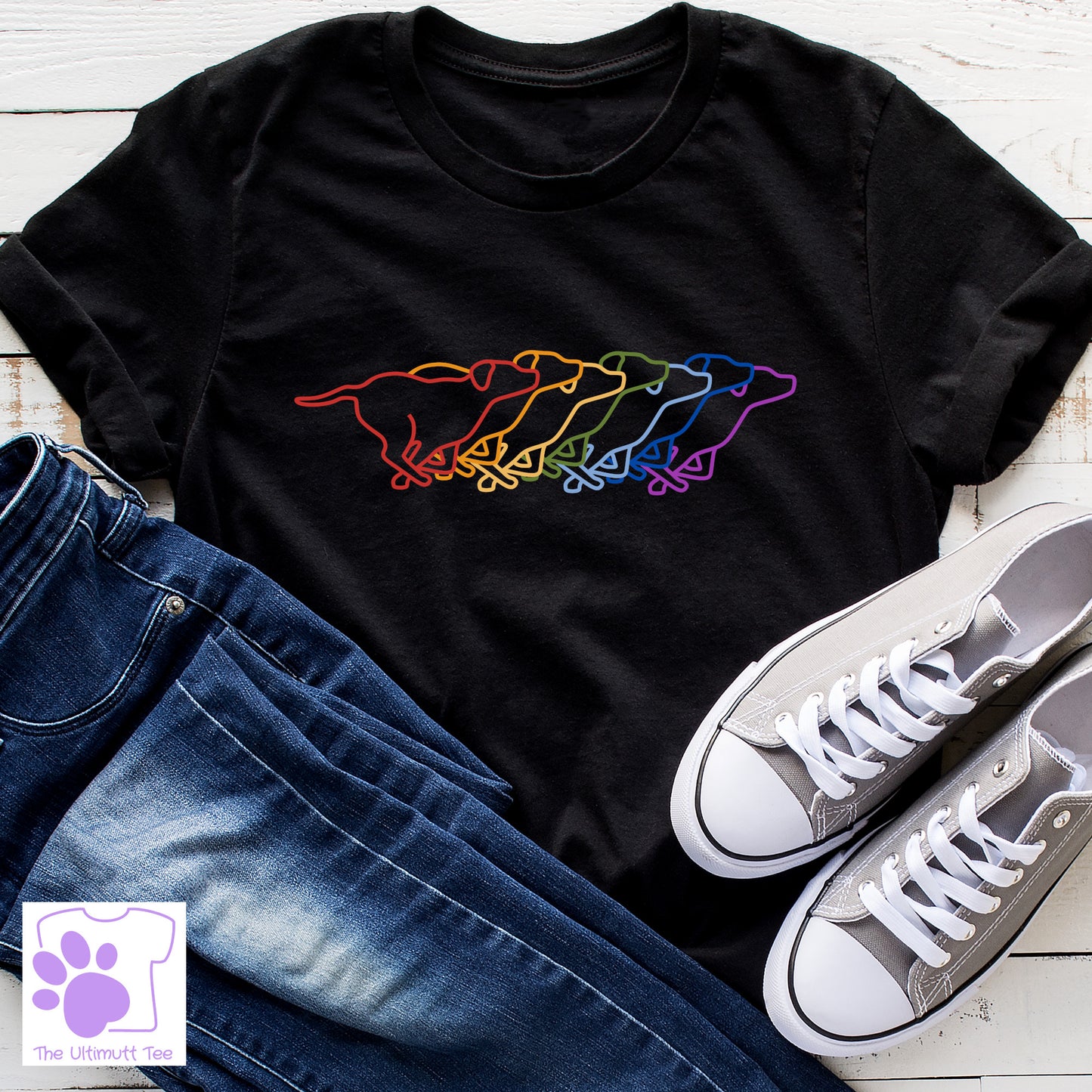 Labrador Rainbow Colours Dog Lover Vegan T-shirt