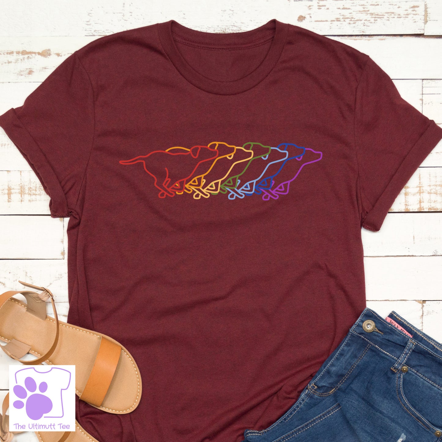 Labrador Rainbow Colours Dog Lover Vegan T-shirt