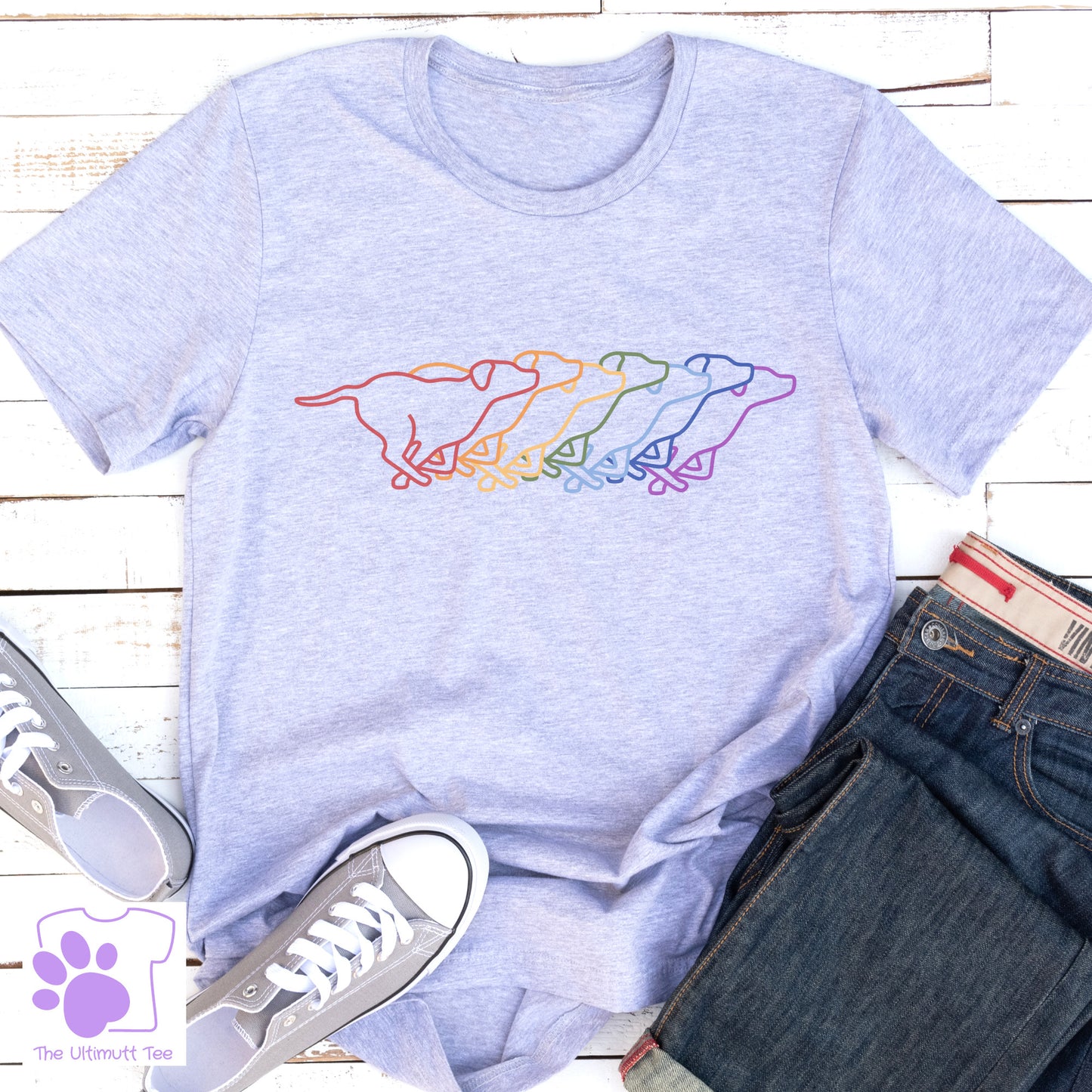 Labrador Rainbow Colours Dog Lover Vegan T-shirt