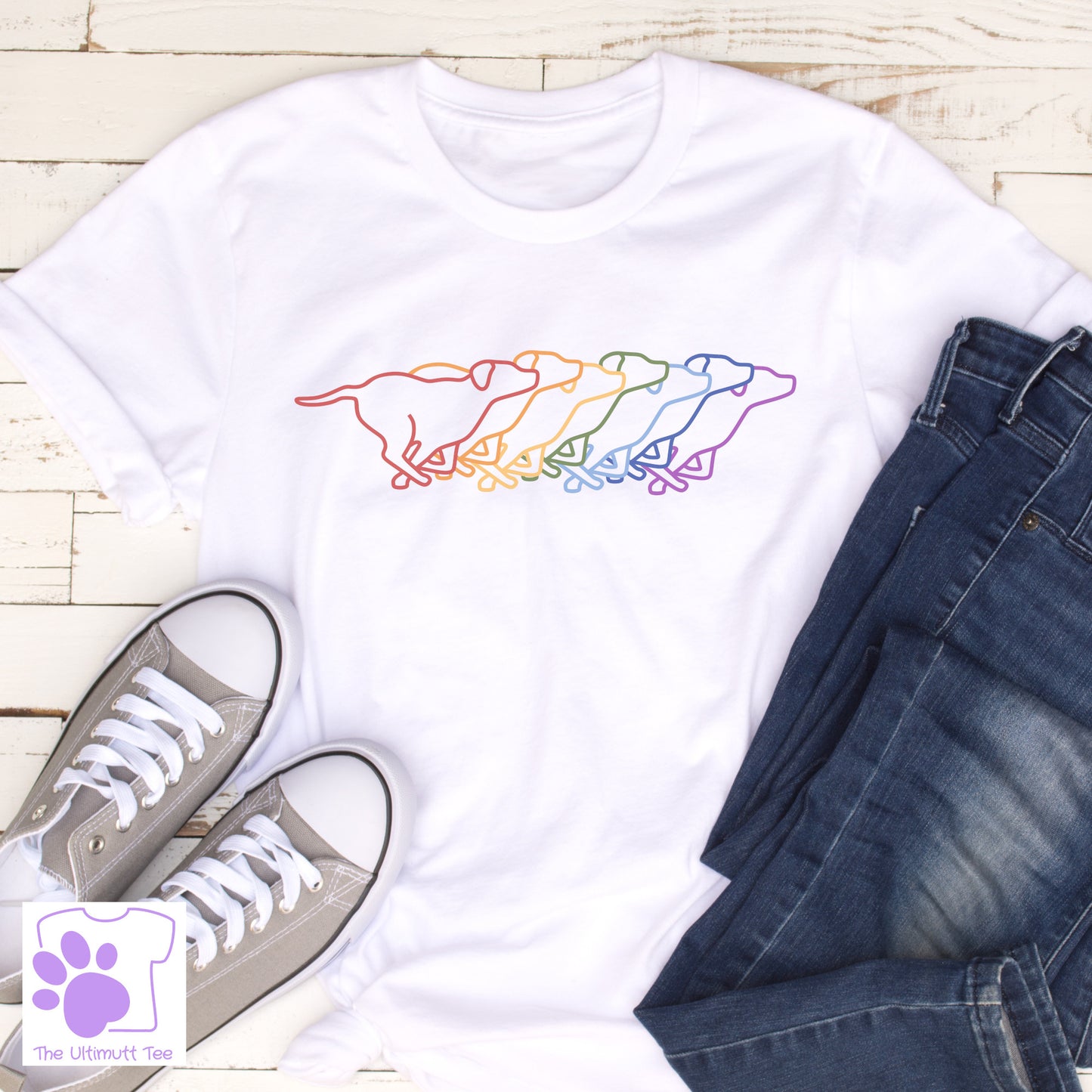 Labrador Rainbow Colours Dog Lover Vegan T-shirt