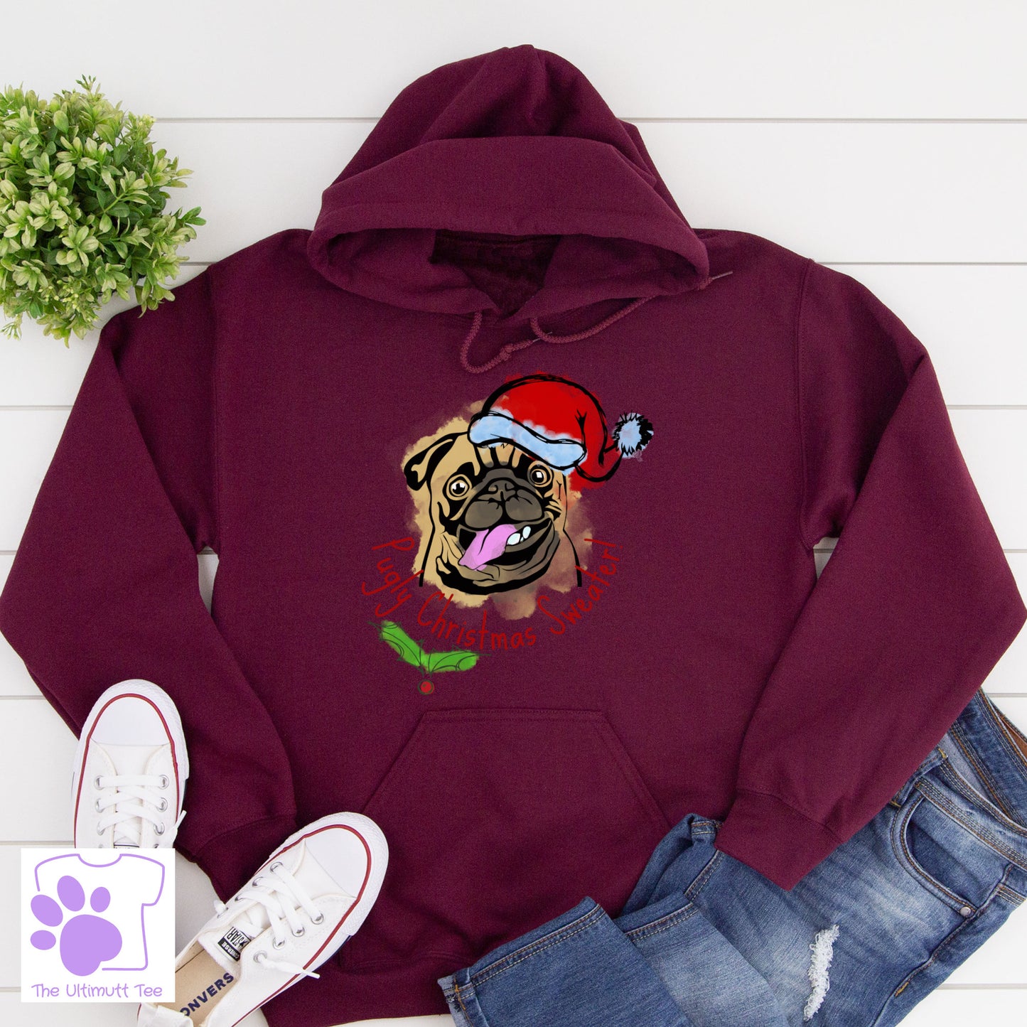 Pugly Christmas Sweater Pug Dog Lover Hoodie