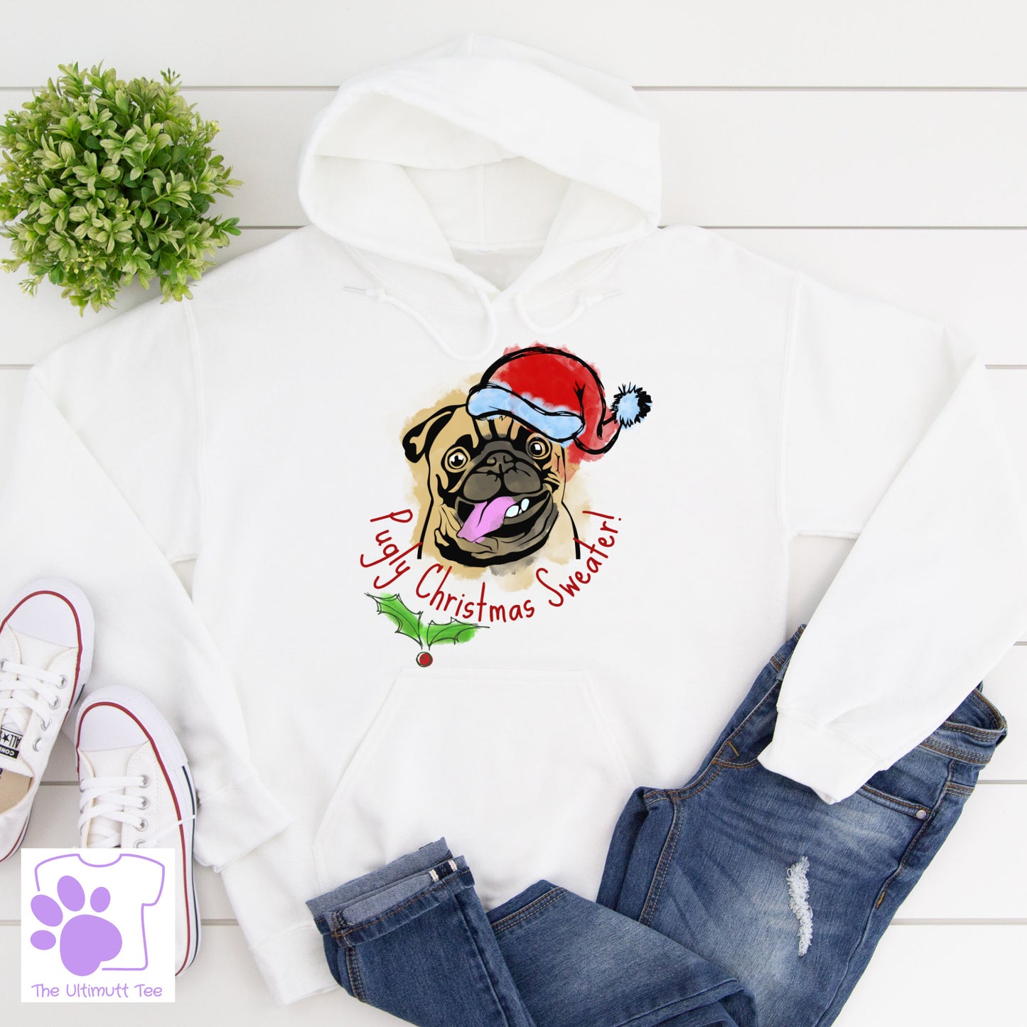 Pugly Christmas Sweater Pug Dog Lover Hoodie