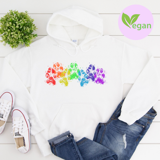 Rainbow muddy paw prints Dog lover Hoodie, Dog slogan Hoodie