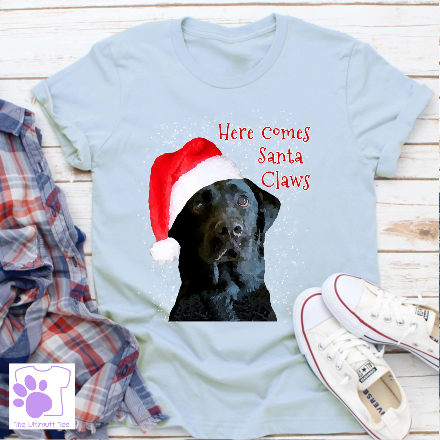 Black Labrador Christmas T shirt Festive Dog Lover Christmas Gift blue