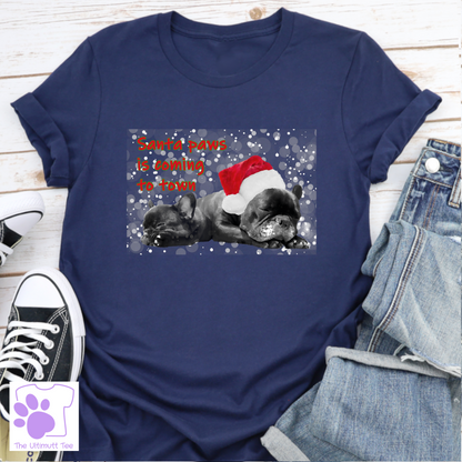 Santa Paws Frenchie Festive Dog Lover T-shirt, Christmas gift.