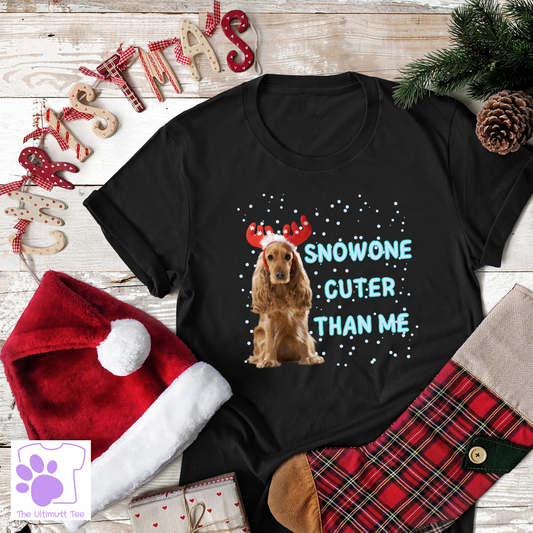 Snowone Cuter Reindeer Spaniel Dog lover T-shirt, Christmas gift.